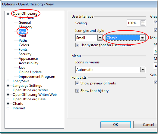 Changer les boutons d'OpenOffice Writer pour qu'ils ressemblent à Word
