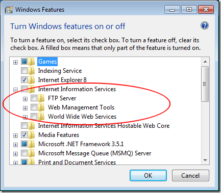 Activer les services Internet dans Windows 7