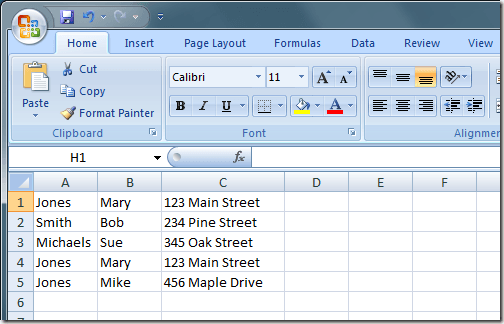 Enregistrements en double du carnet d'adresses Excel
