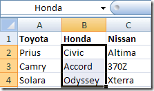 liste liée dans Excel
