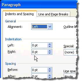 Unités modifiées dans Word 2003