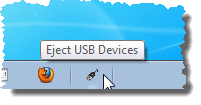 Le raccourci Éjecter les périphériques USB dans la barre des tâches