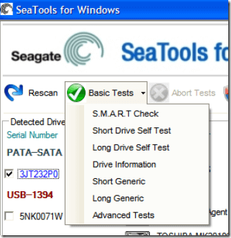 outils de diagnostic seagate