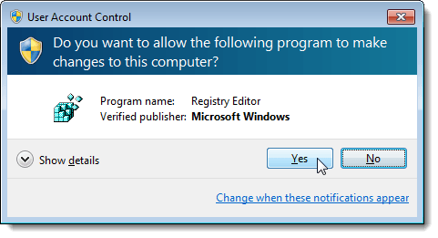 Boîte de dialogue Contrôle de compte d'utilisateur dans Windows 7