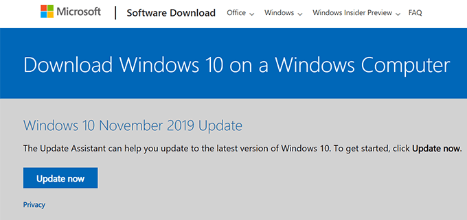 Comment télécharger Windows 10 ISO sans l’outil de création multimédia