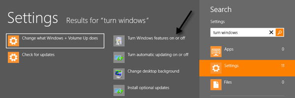fonctionnalités Windows