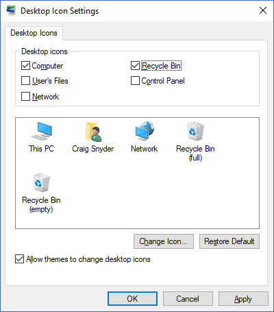 Modifier les parametres de la corbeille dans Windows 10