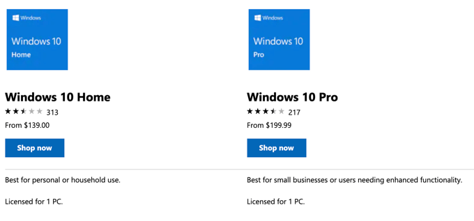 Windows 10 Pro vs Home quelle est la difference
